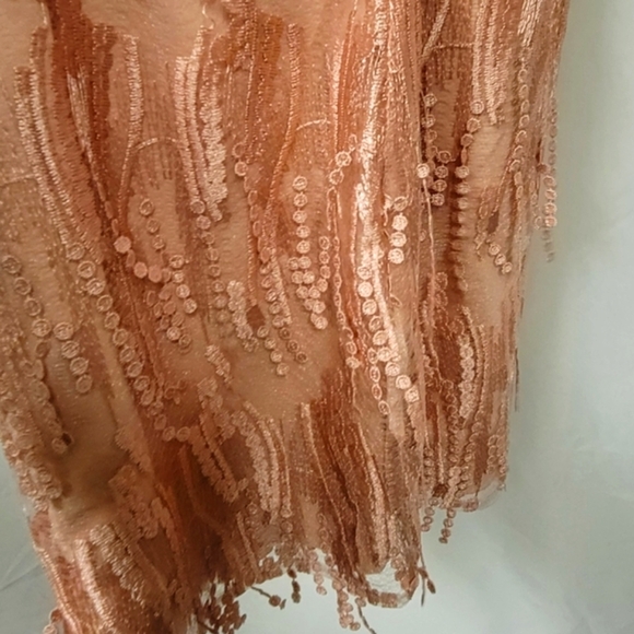 Lulus Making Magic Fringe Lace-Up Blush Pink Prom cocktail Mini Dress Size L - Picture 9 of 11